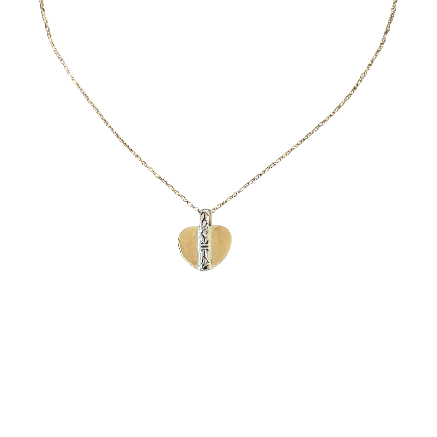 Reversible Heart Pendant Necklace: Silver & Gold