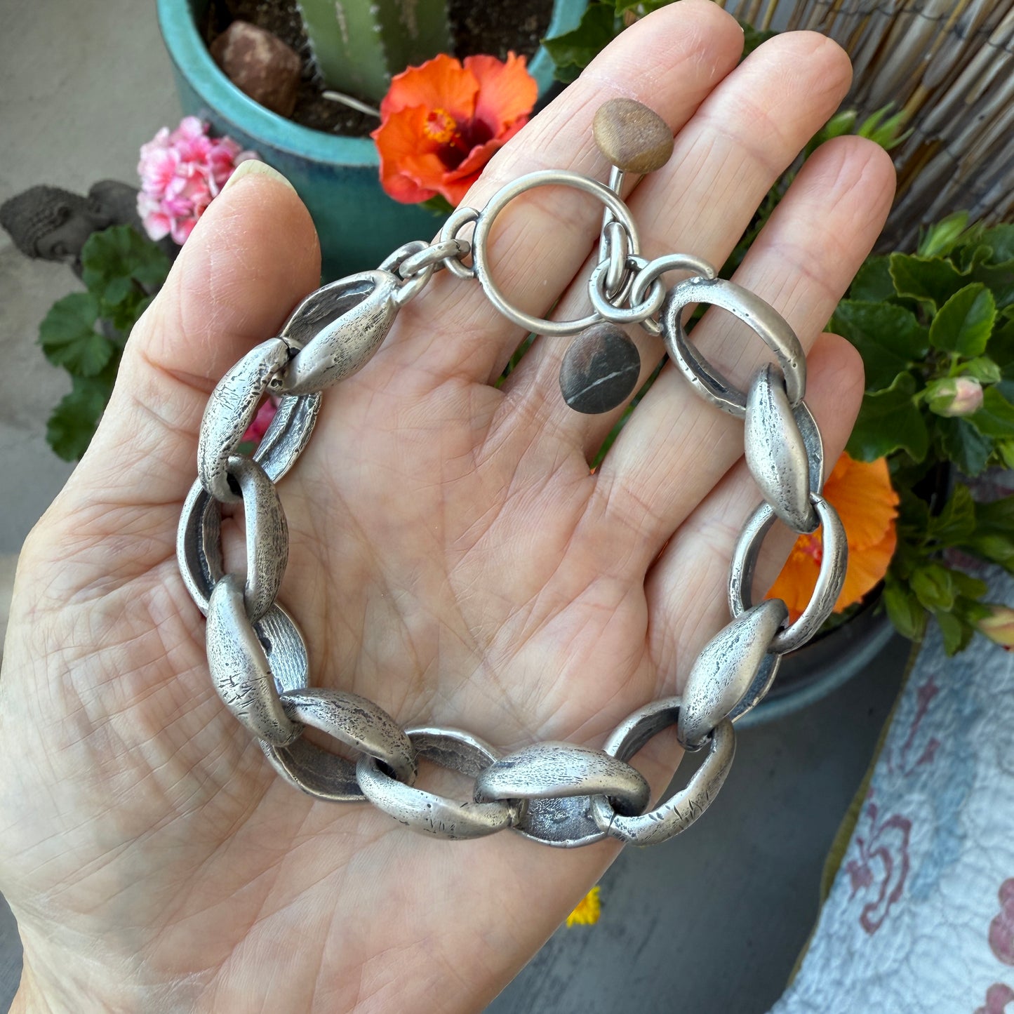 Men's Solid heavy gauge Sterling Silver chunky link Bracelet: One of a Kind