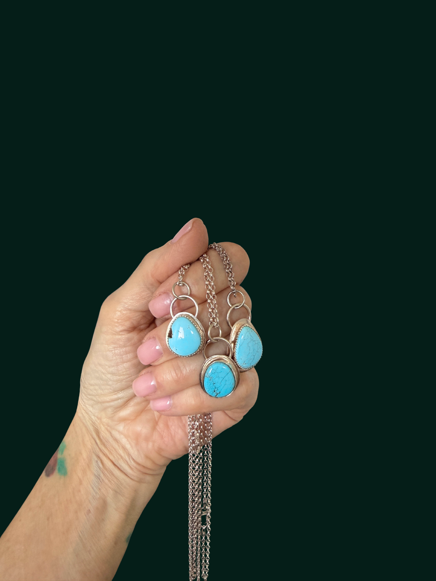 Minimalist Sterling Silver Necklace with Natural Turquoise