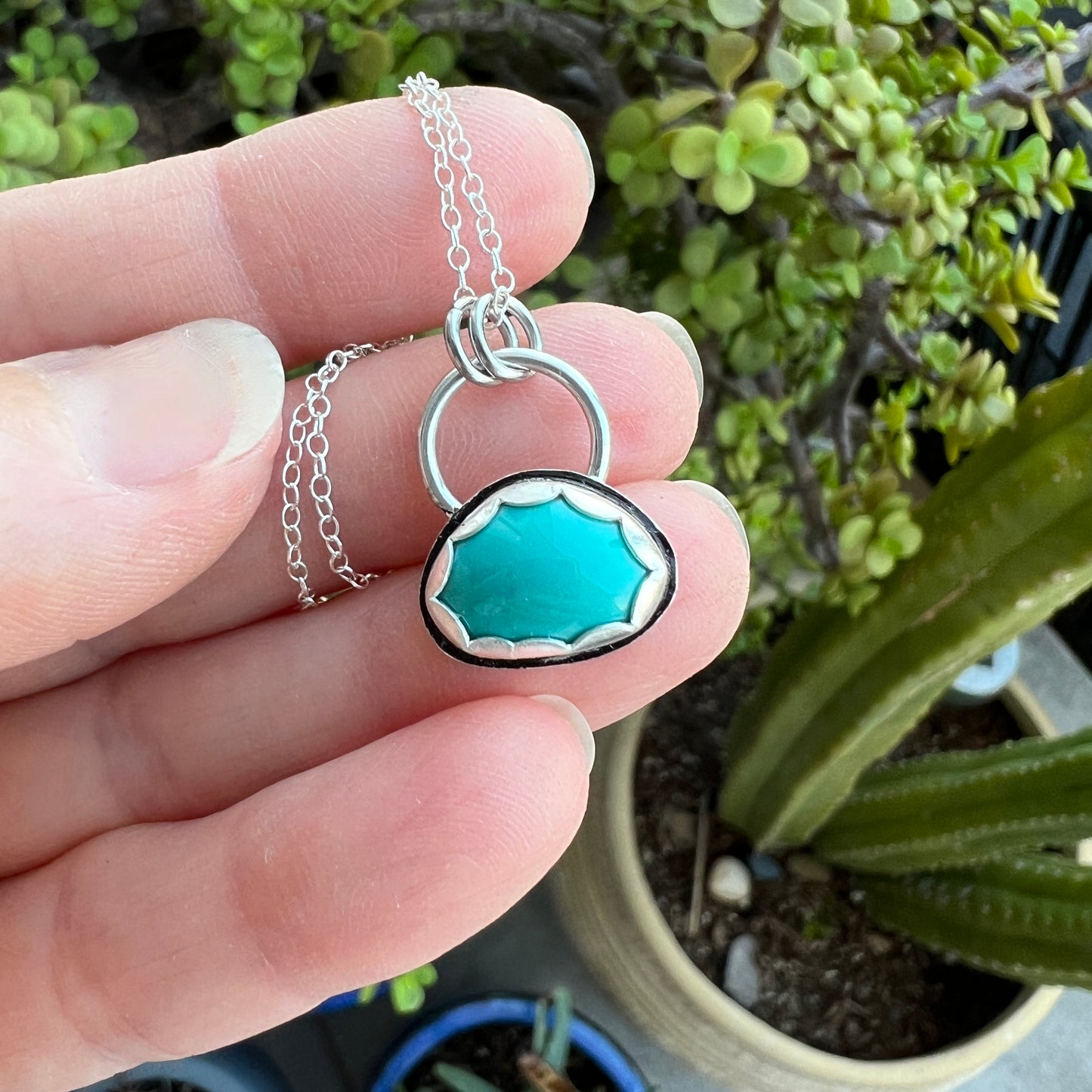 Dainty Sleeping Beauty Turquoise Silver Necklace