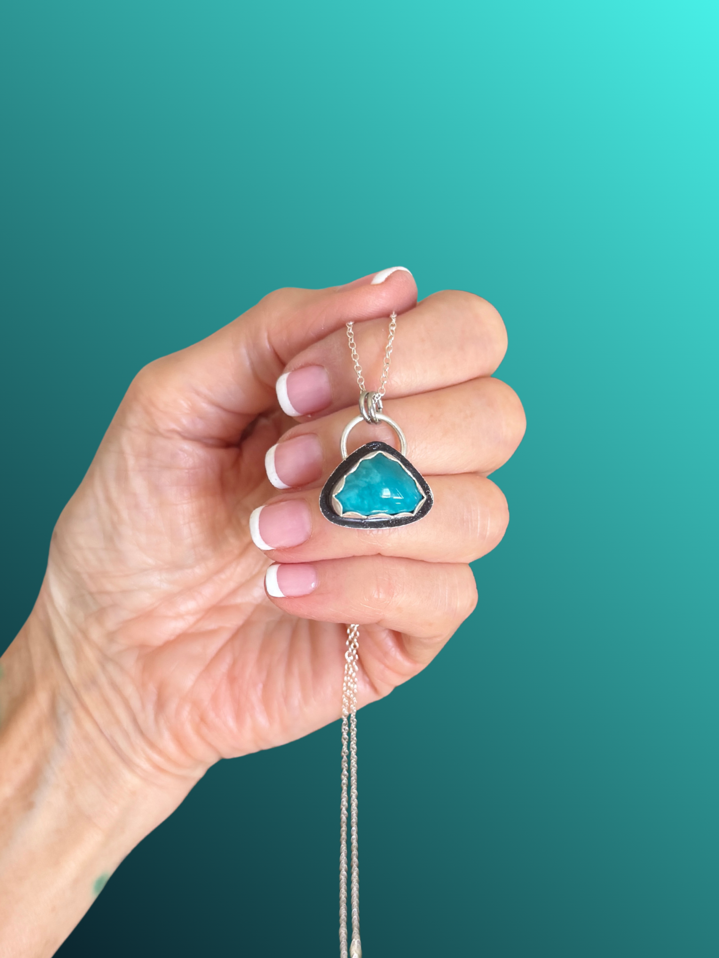 Sleeping Beauty Turquoise Sterling Silver necklace: Teal Blue