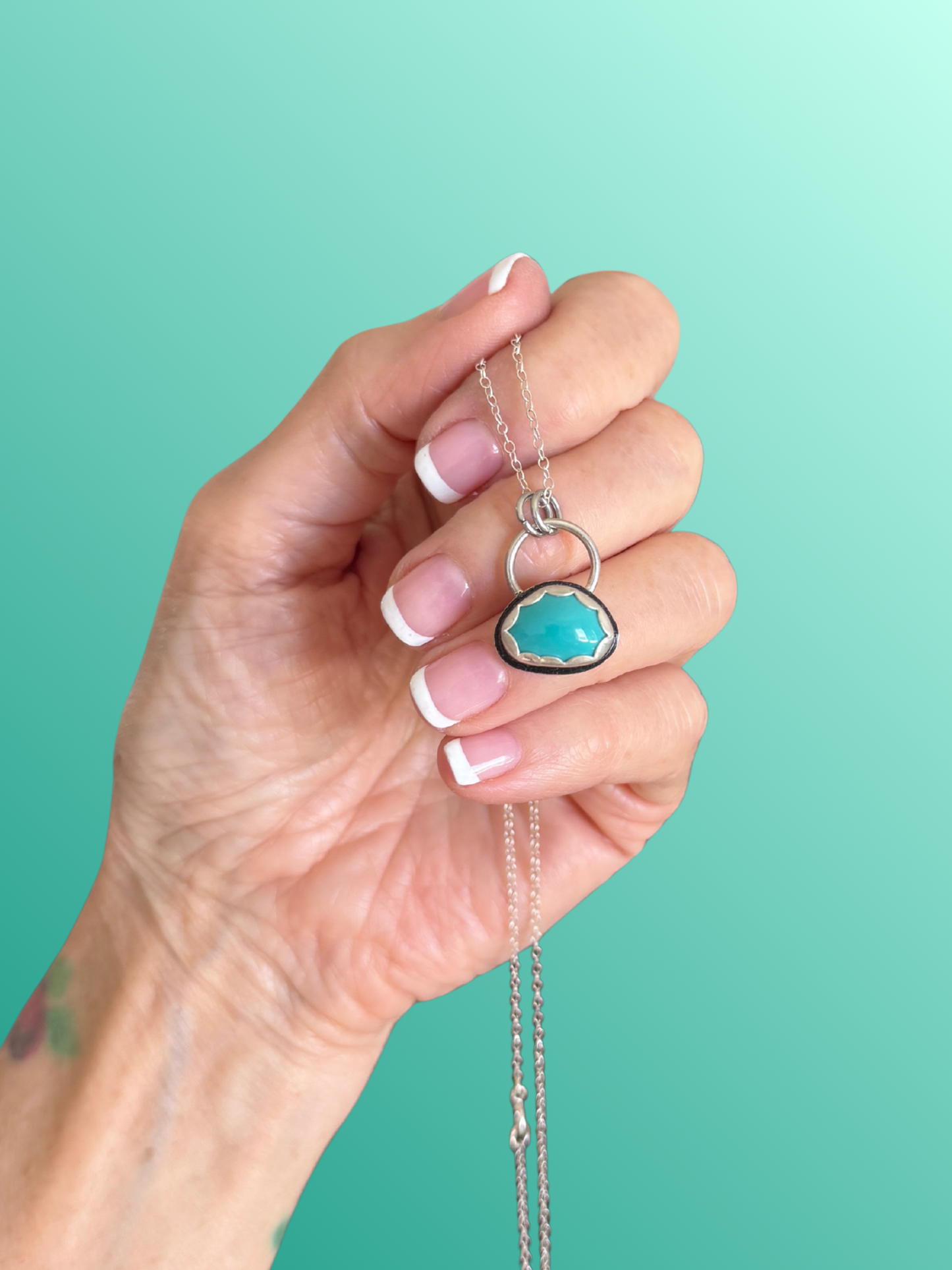 Dainty Sleeping Beauty Turquoise Silver Necklace