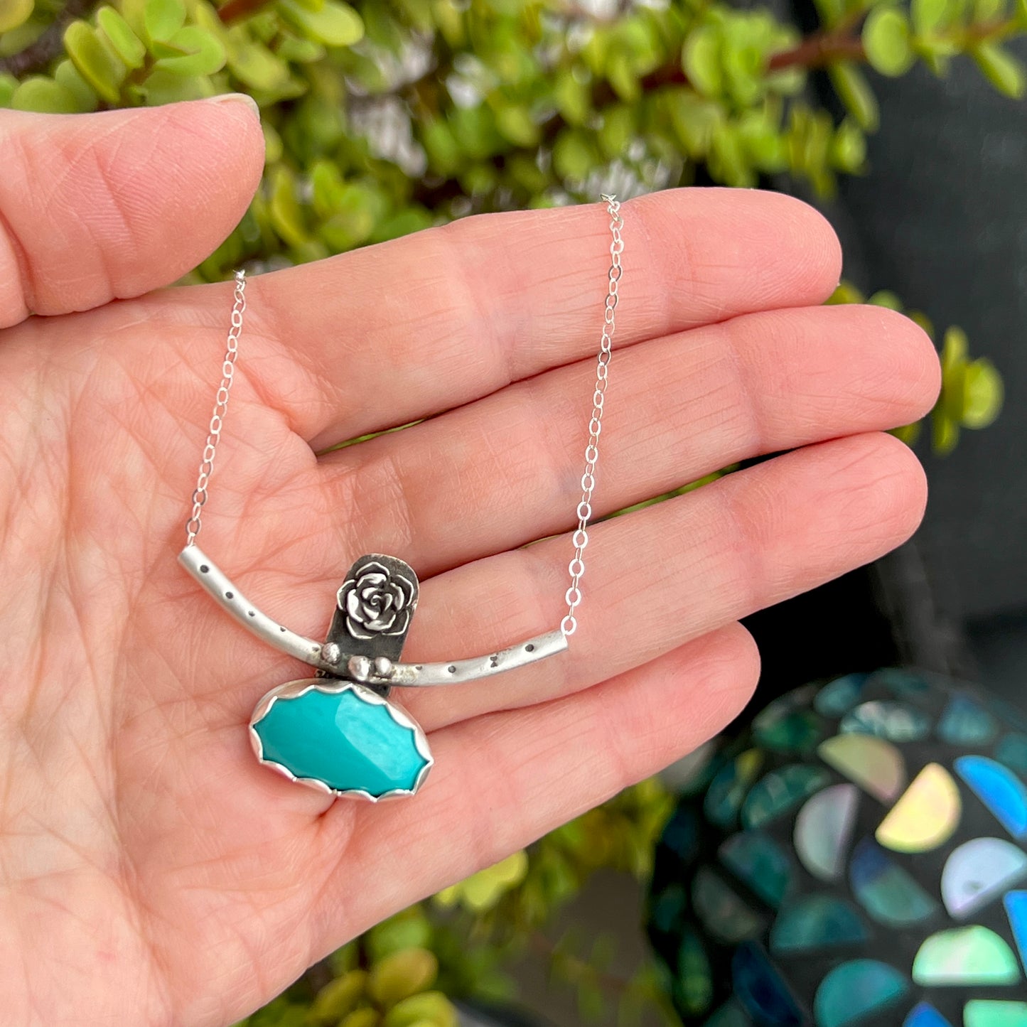 Artisan Silver Necklace with Sleeping Beauty Turquoise