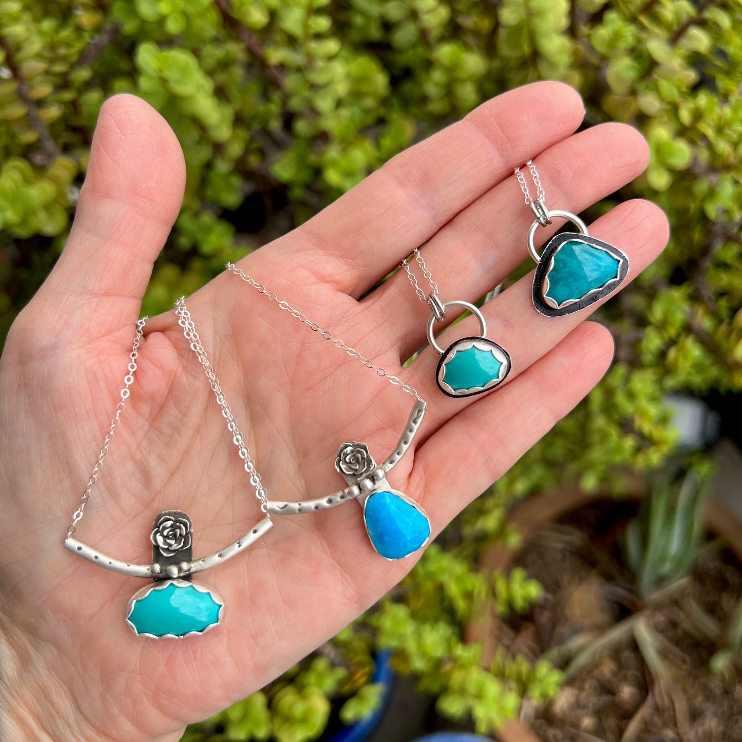 Artisan Silver Necklace with Sleeping Beauty Turquoise