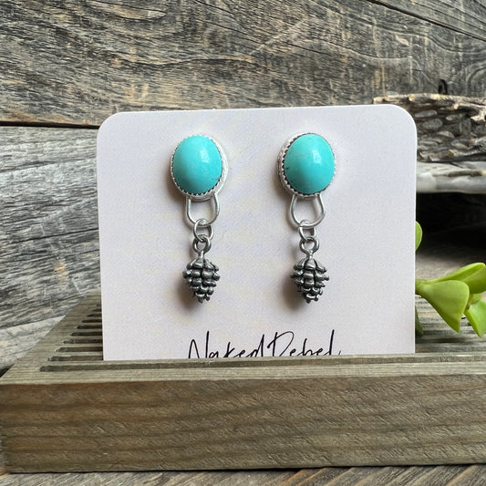 Nature-Inspired Nevada Turquoise Earrings: Sterling Silver