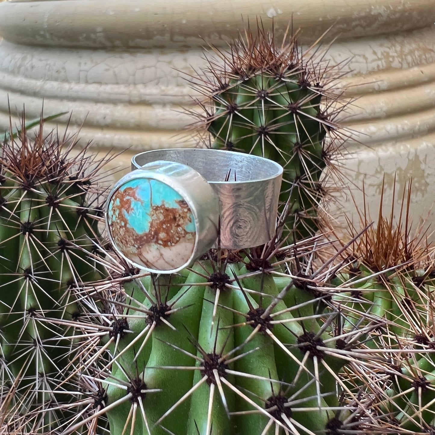 Chunky Sonoran Gold Turquoise Ring: Sterling Silver