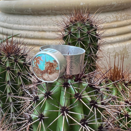 Chunky Sonoran Gold Turquoise Ring: Sterling Silver