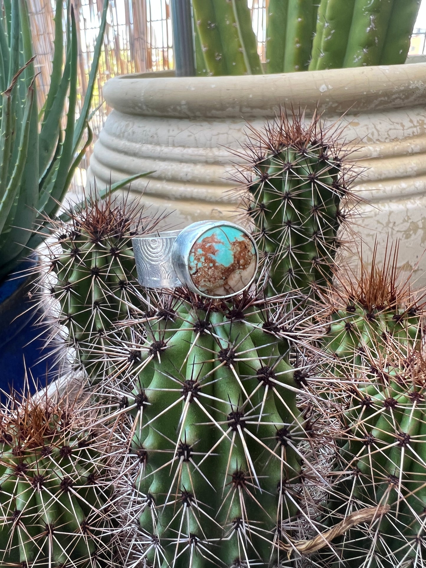 Chunky Sonoran Gold Turquoise Ring: Sterling Silver