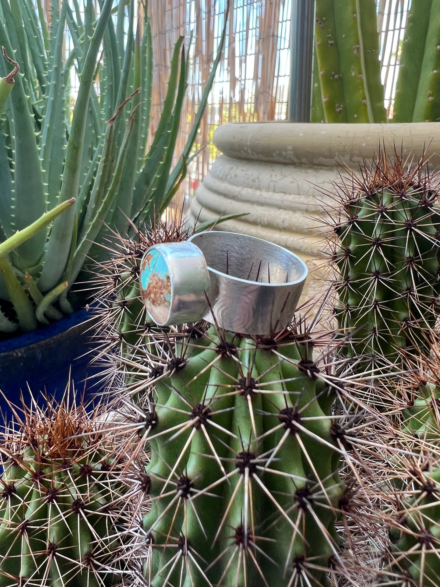 Chunky Sonoran Gold Turquoise Ring: Sterling Silver