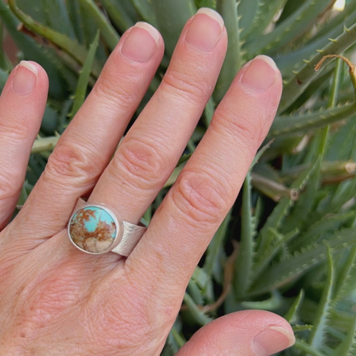 Chunky Sonoran Gold Turquoise Ring: Sterling Silver