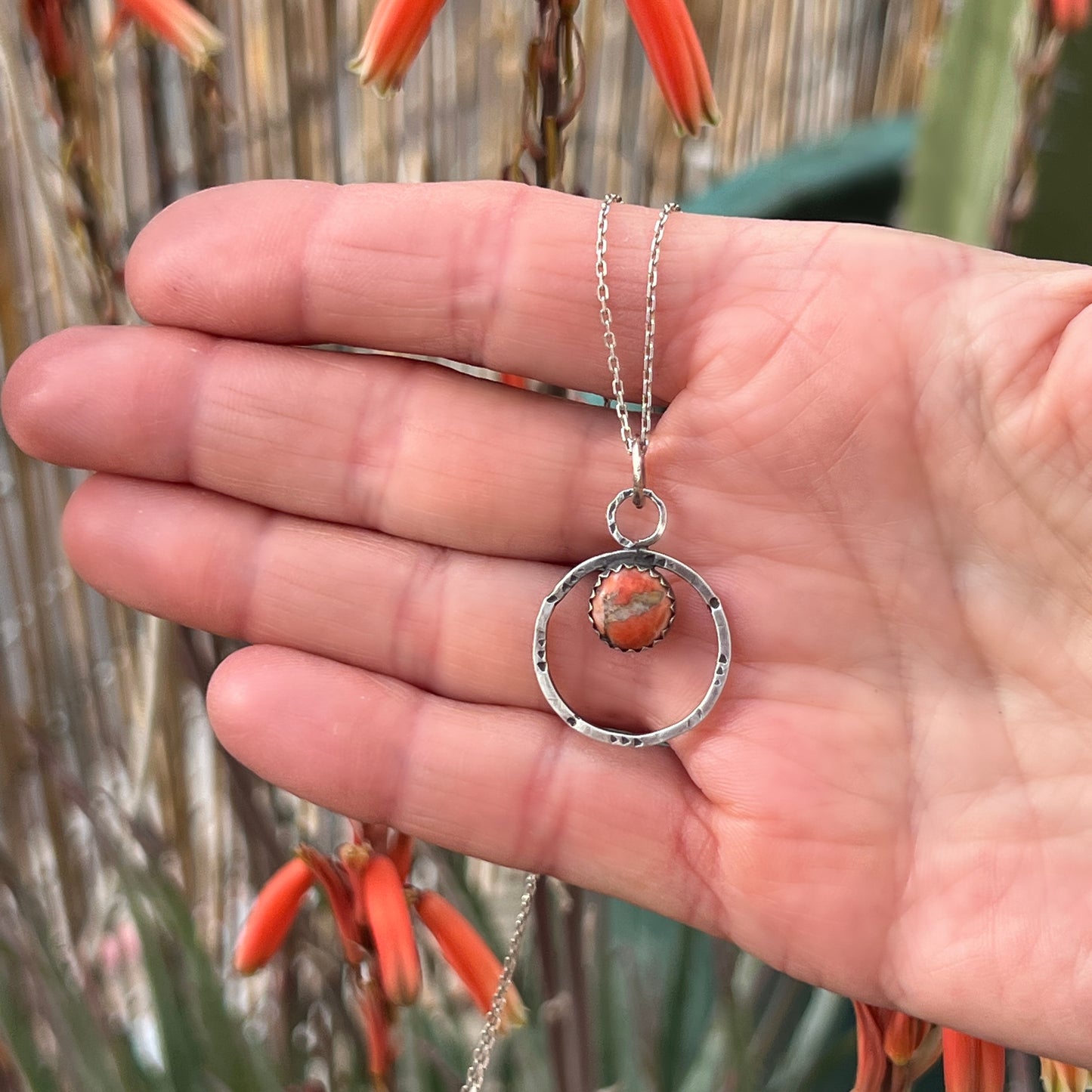 Boho Mininimalist Spiny Oyster Shell Necklace: Sterling Silver