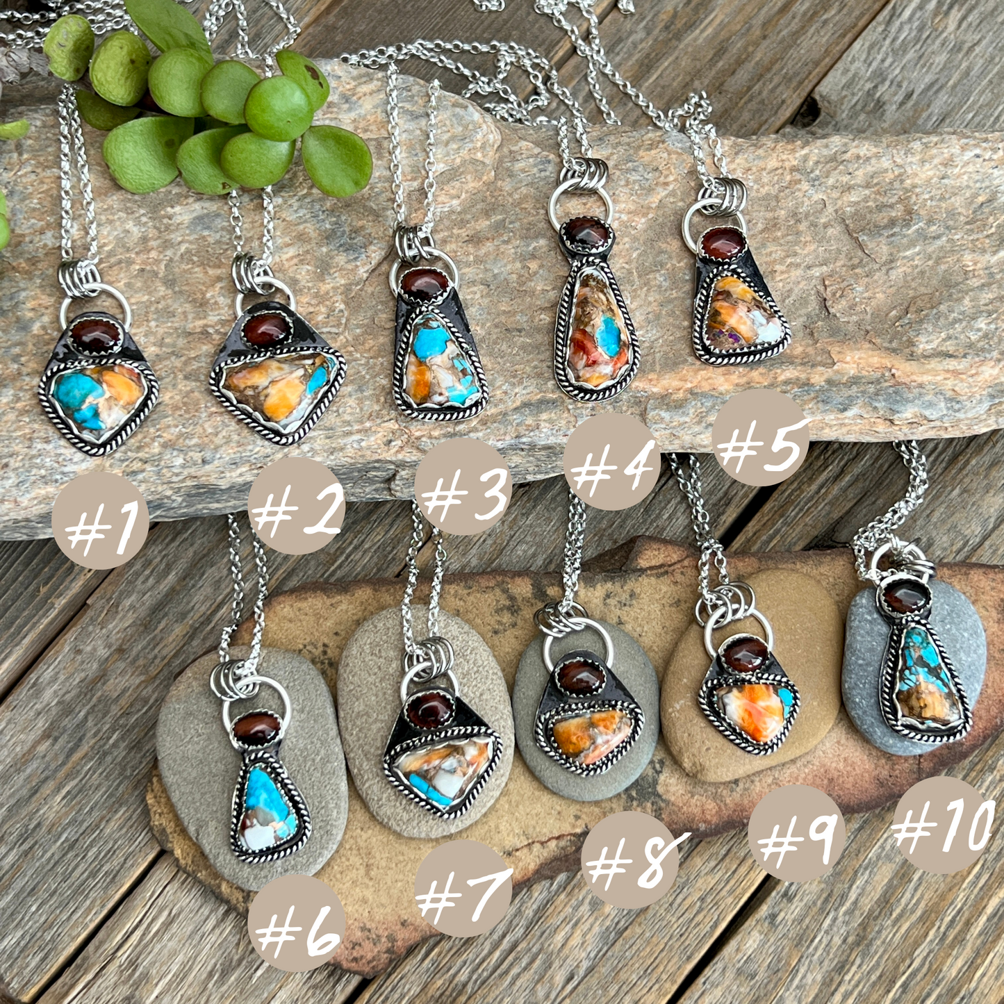 Artisan Spiny Oyster Shell & Mohave Turquoise Sterling Silver Necklace