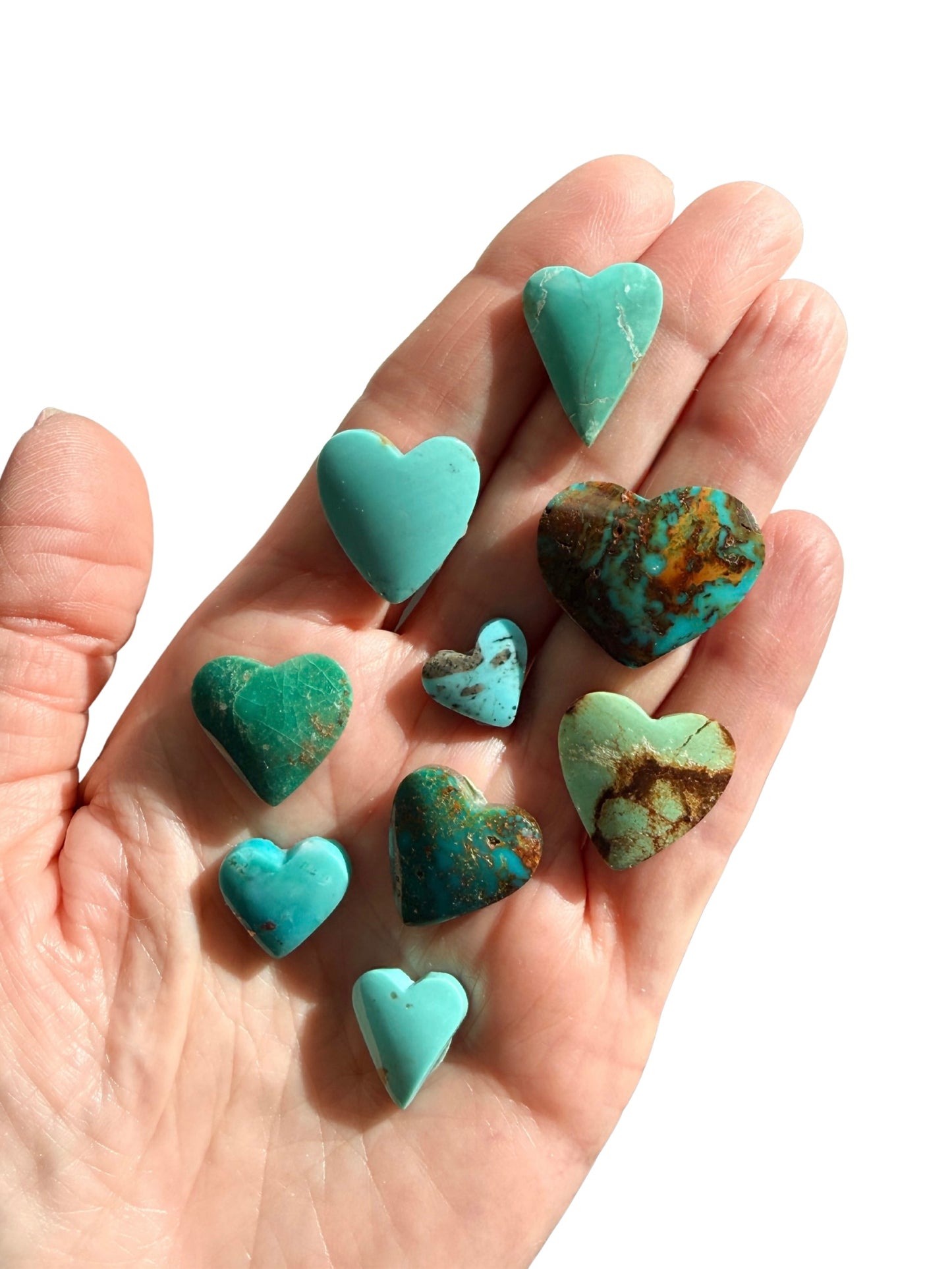 Turquoise Heart Necklace: Reversible with Rose on flip side, Sterling Silver