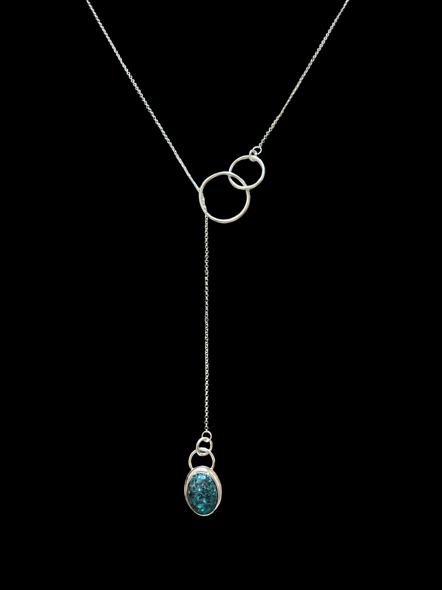 Nevada Turquoise Sterling Silver adjustable lariat necklaces, Handmade