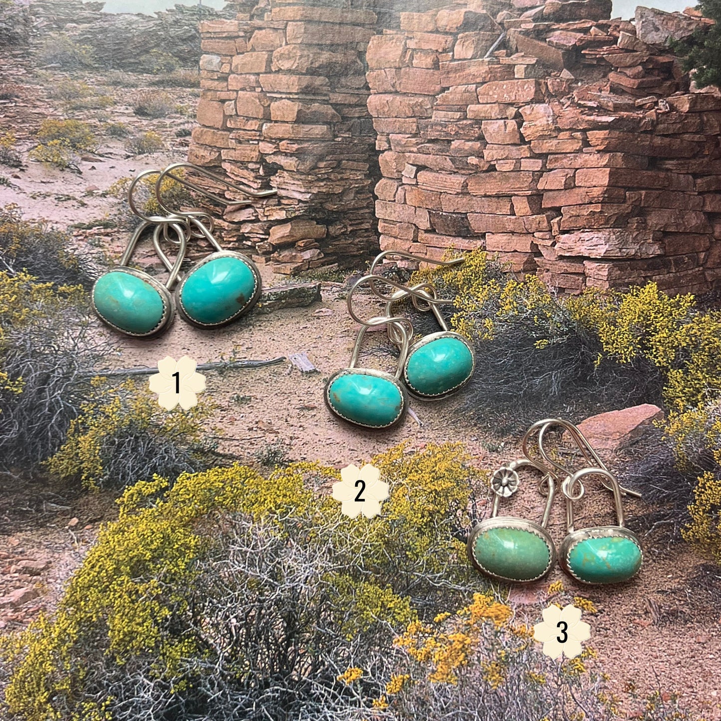 Turquoise Mountain drop earrings Sterling Silver