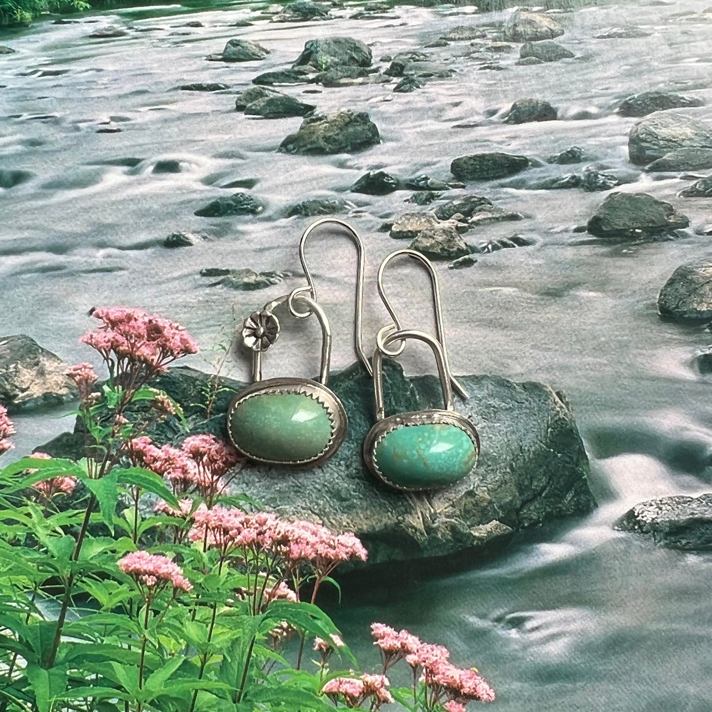 Turquoise Mountain drop earrings Sterling Silver