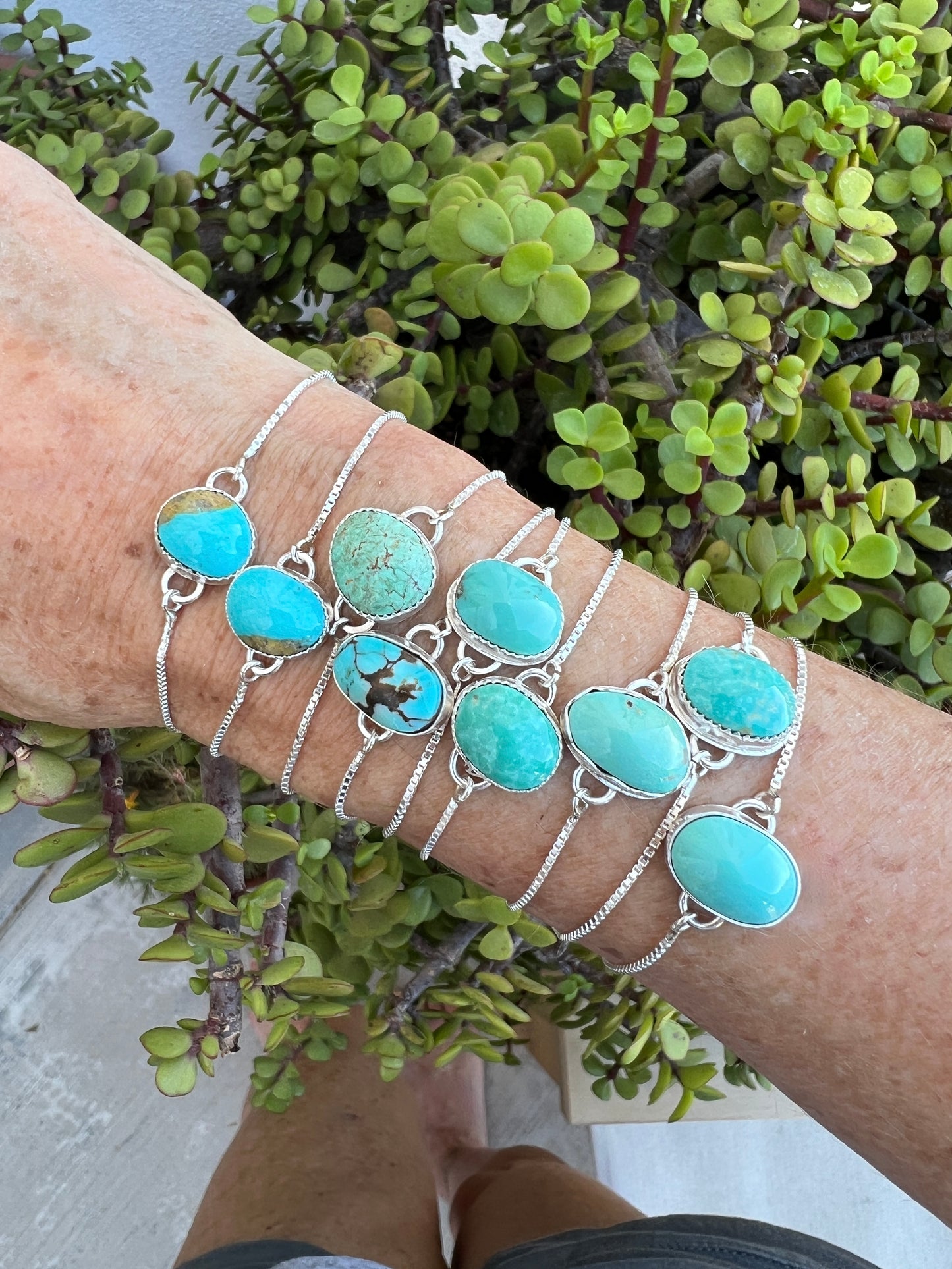 Turquoise Dream: Dainty Sterling Silver Lariat Bracelet