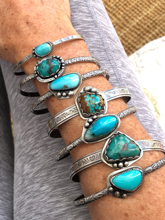 Kingman Turquoise Cuff Bracelet: Sterling Silver