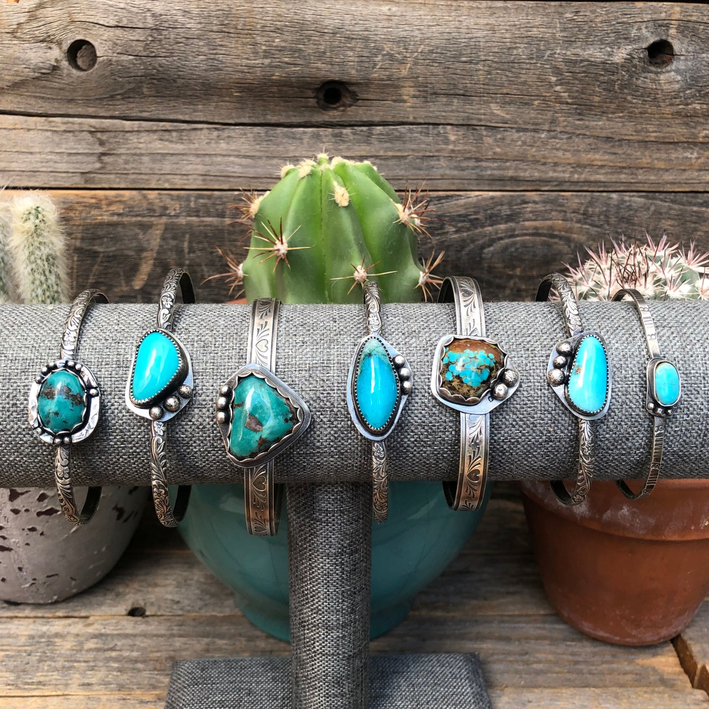 Kingman Turquoise Cuff Bracelet: Sterling Silver