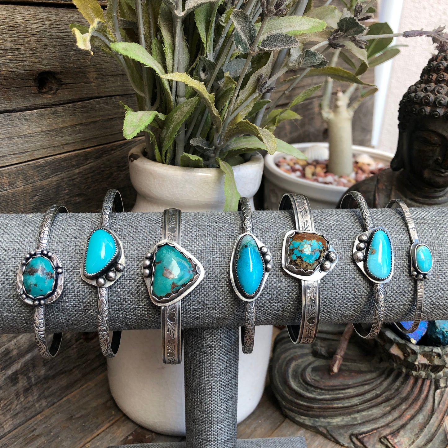 Kingman Turquoise Cuff Bracelet: Sterling Silver