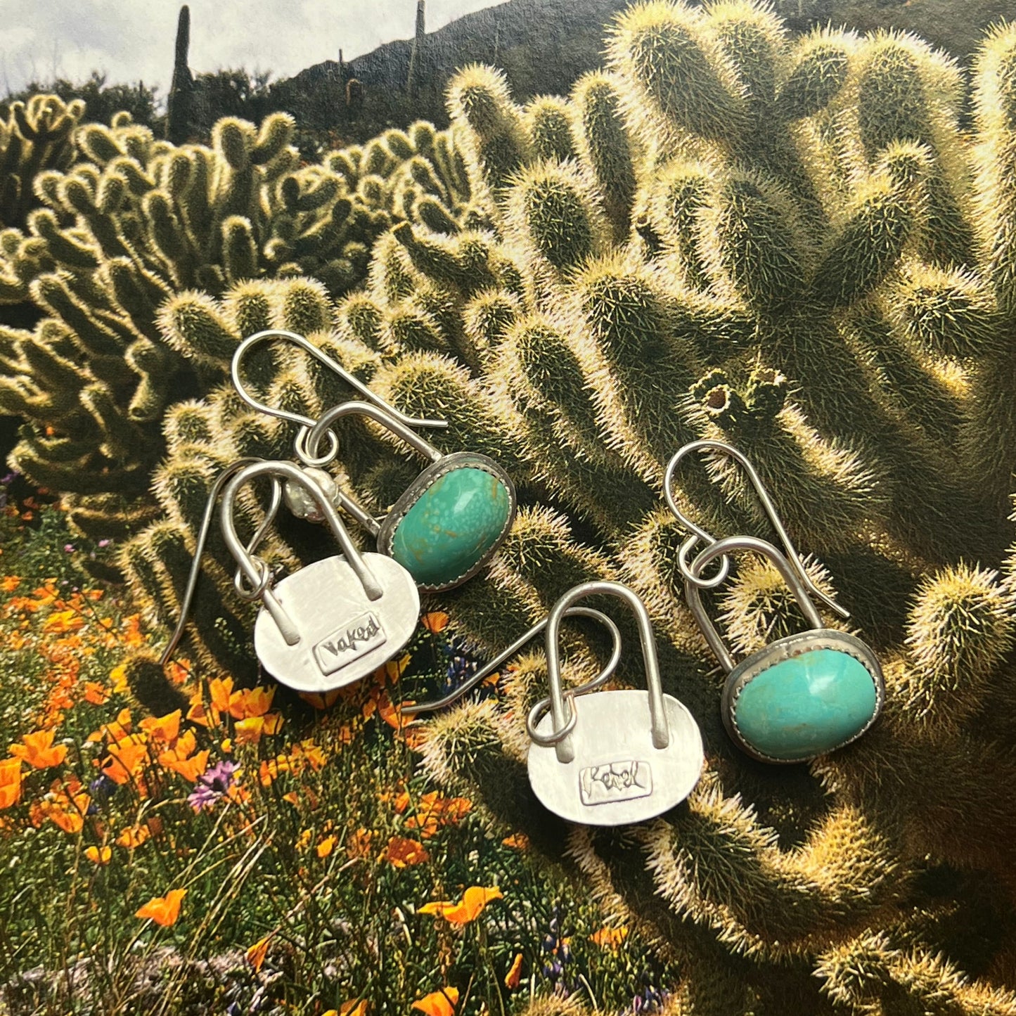 Turquoise Mountain drop earrings Sterling Silver