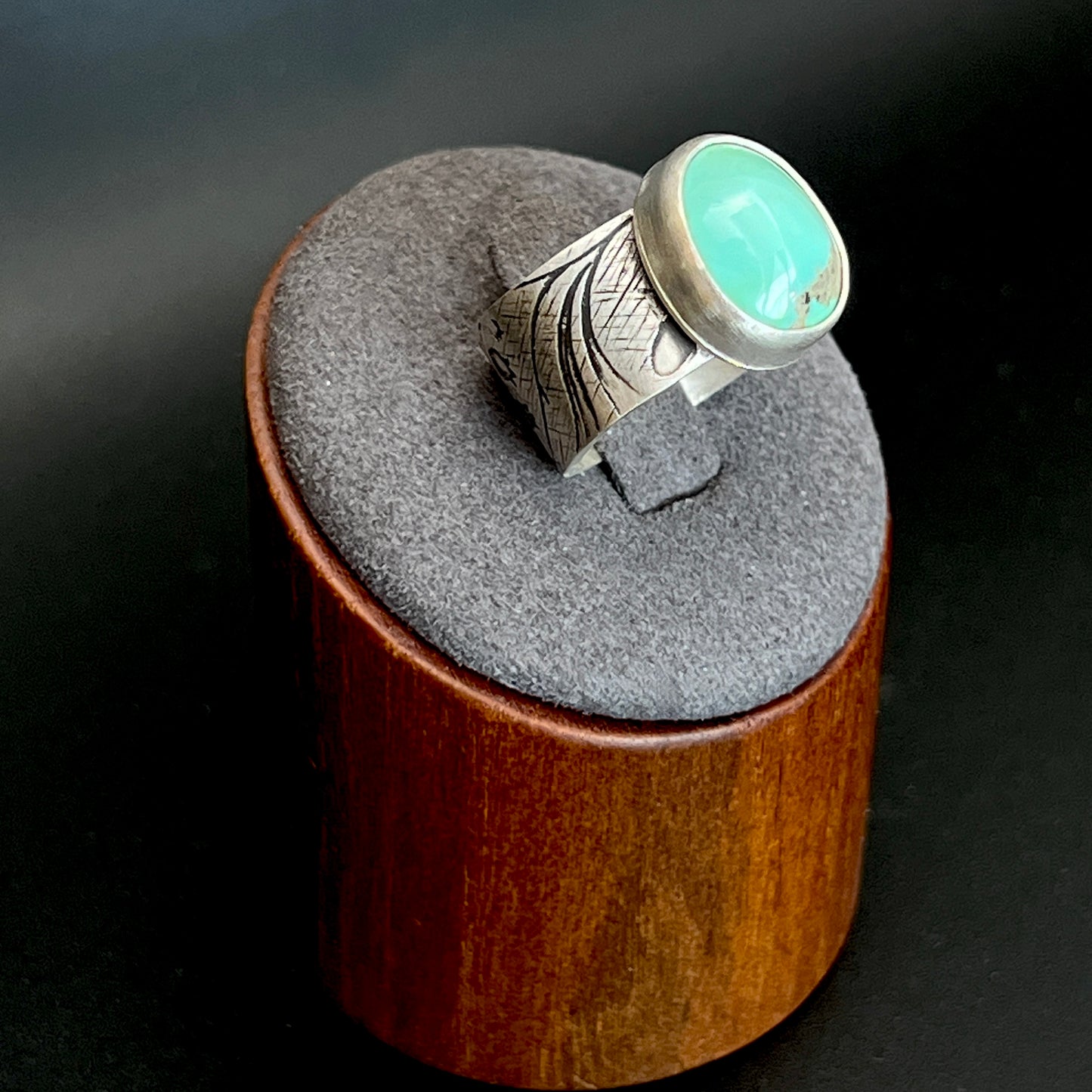 Turquoise Mountain Wide Band Sterling Silver Ring