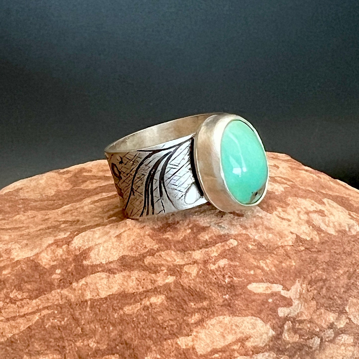 Turquoise Mountain Wide Band Sterling Silver Ring