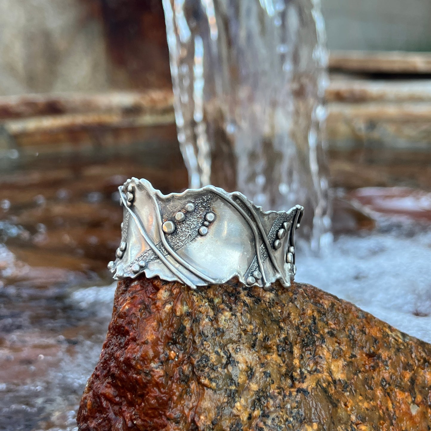 Argentium Silver organic shaped cuff bracelet