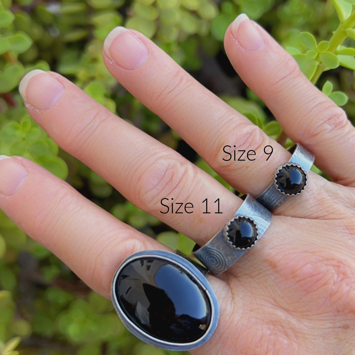 Onyx textured wide band rings: Sterling Silver