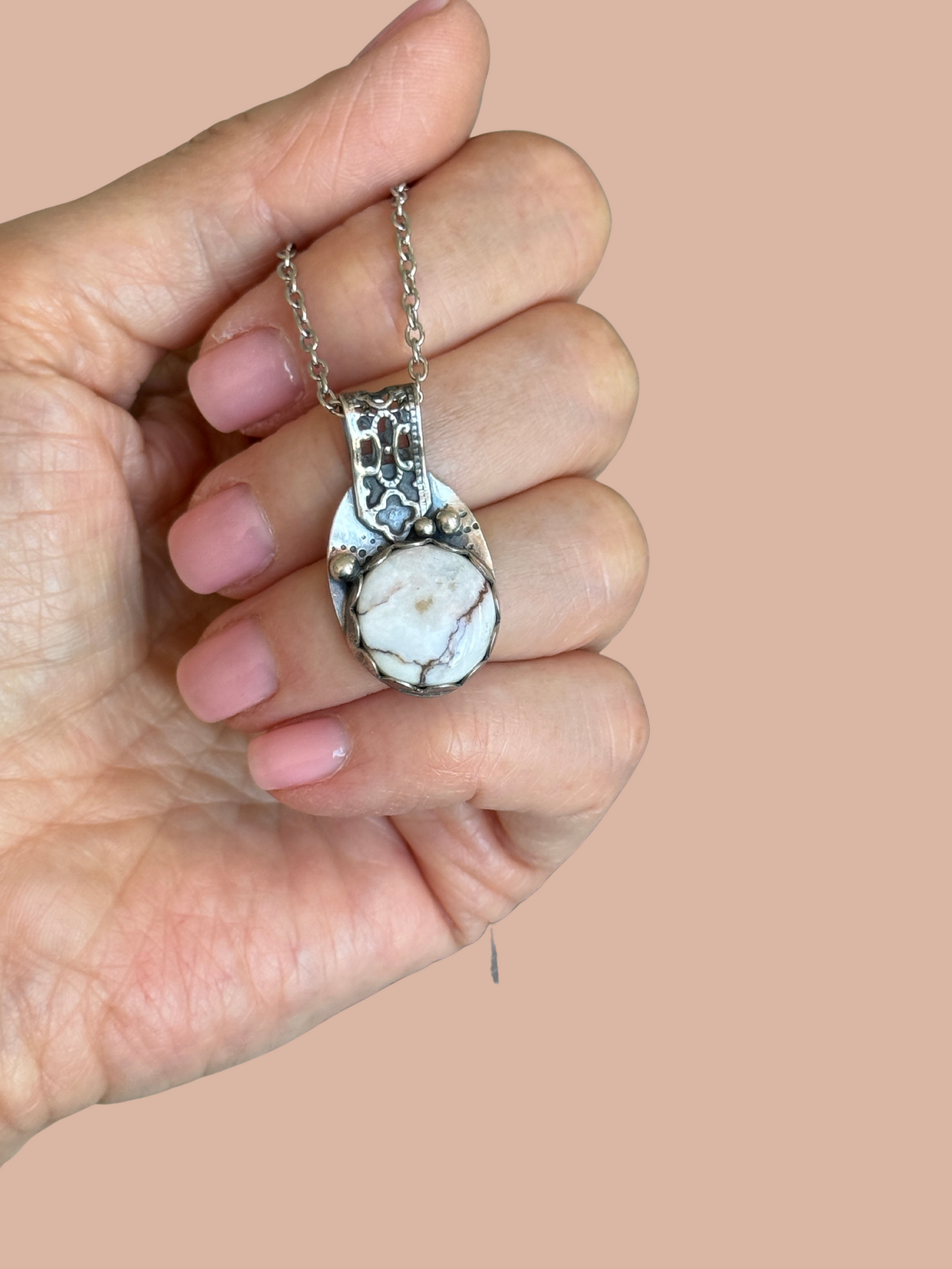 Wild Horse magnesite, White Buffalo turquoise Sterling Silver necklaces